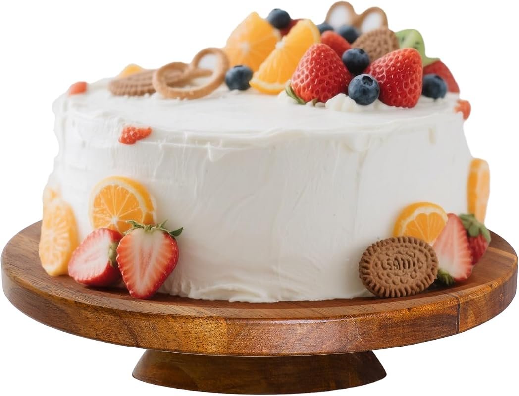 12-Inch Acacia Wood Cake Stand - Serving Platter for Wedding Birthday