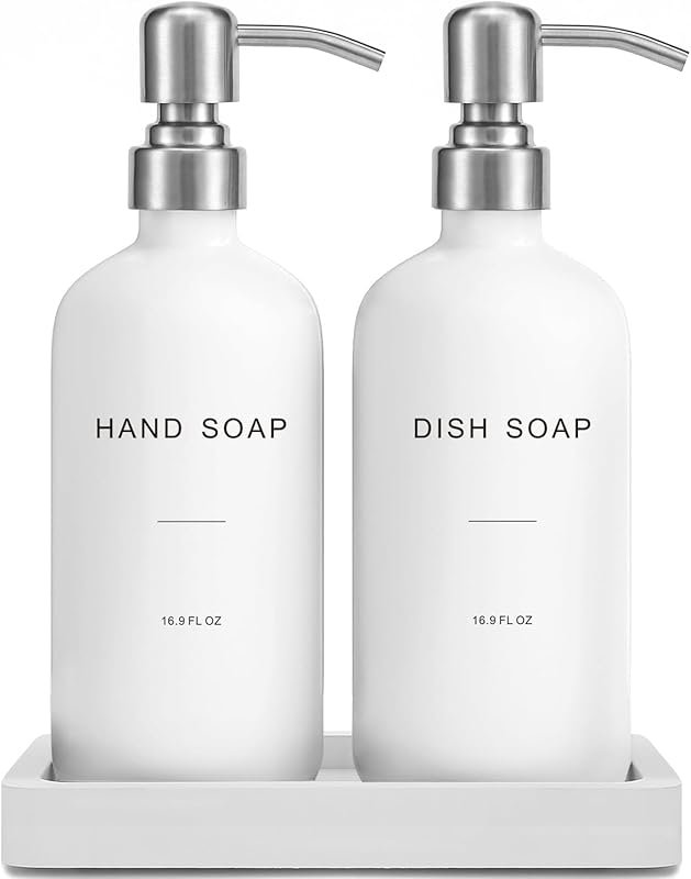 Prus Waso White Soap Dispenser for Kitchen Sink, Dish and Hand Soap Pu