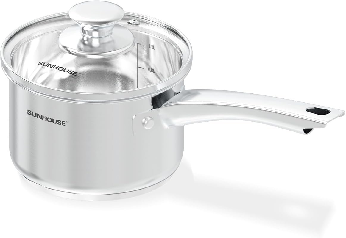 Sunhouse 1.5 QT Stainless Steel Sauce Pan with Lid, PFOA-Free, Advance
