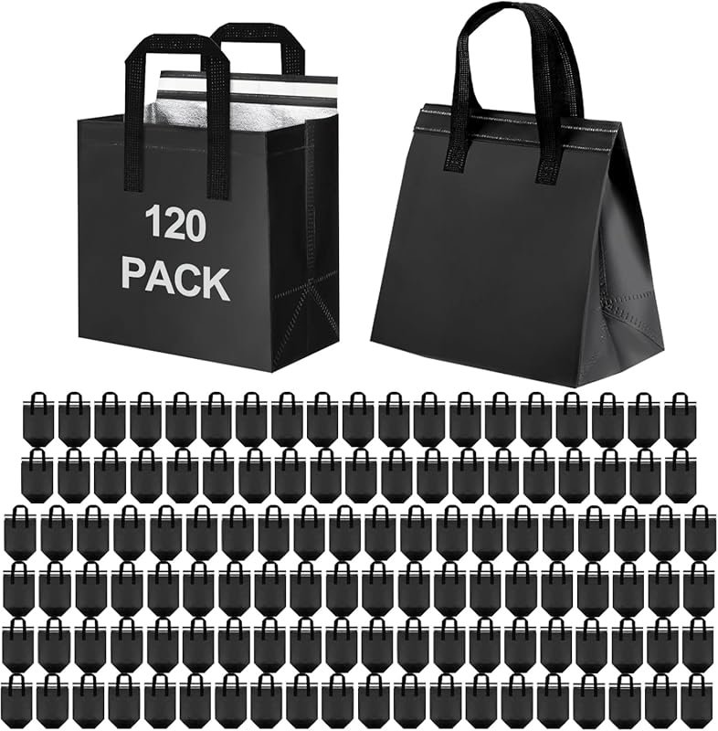 SAMORADREA 120 Pack Insulated Take Out Bags Bulk Thermal for Cold Hot 