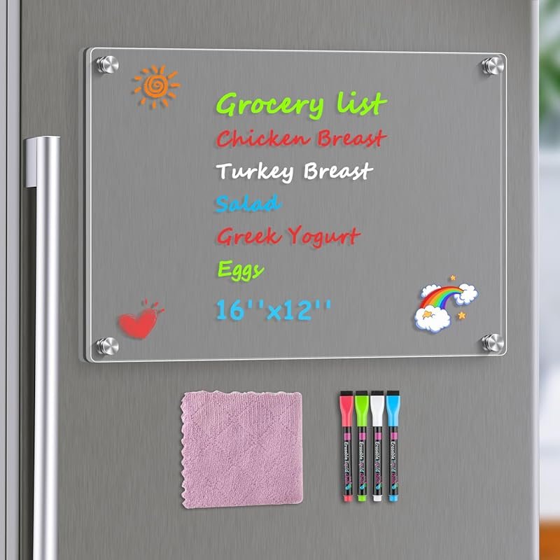 MaxGear 16x12 Inch Clear Acrylic Magnetic Whiteboard for Fridge, Dry E