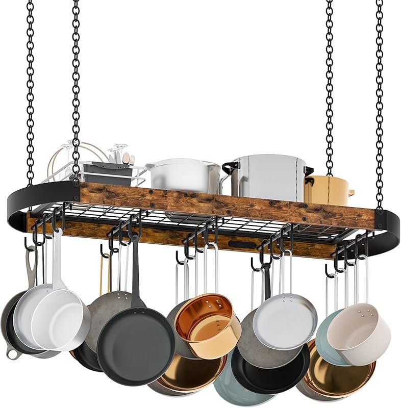 CHOEZON 39.4-Inch Ceiling Hanging Pot Rack with 16 Detachable S Hooks,