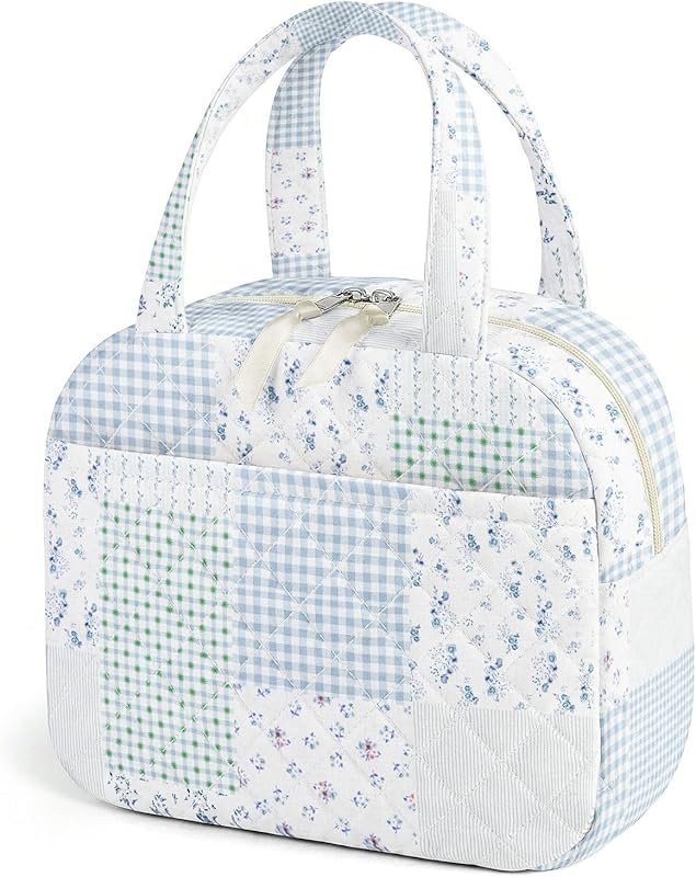 WOBAGMEN Quilted Coquette Aesthetic Lunch Box for Teen Girls Cute Flor