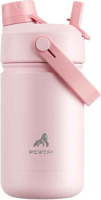 12 oz Kids Insulated Water Bottle for School - 2-in-1 Straw Spout Lid,