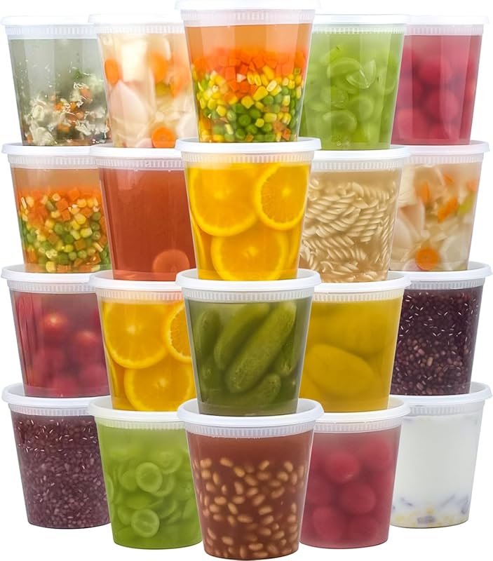 Dealusy 50-Set 32 oz Deli Containers with Lids