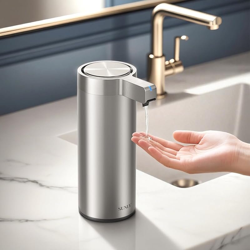 SUNLY Touchless Soap Dispenser, Clog-Free Pump, 0.2s Fast Sensor, USB-
