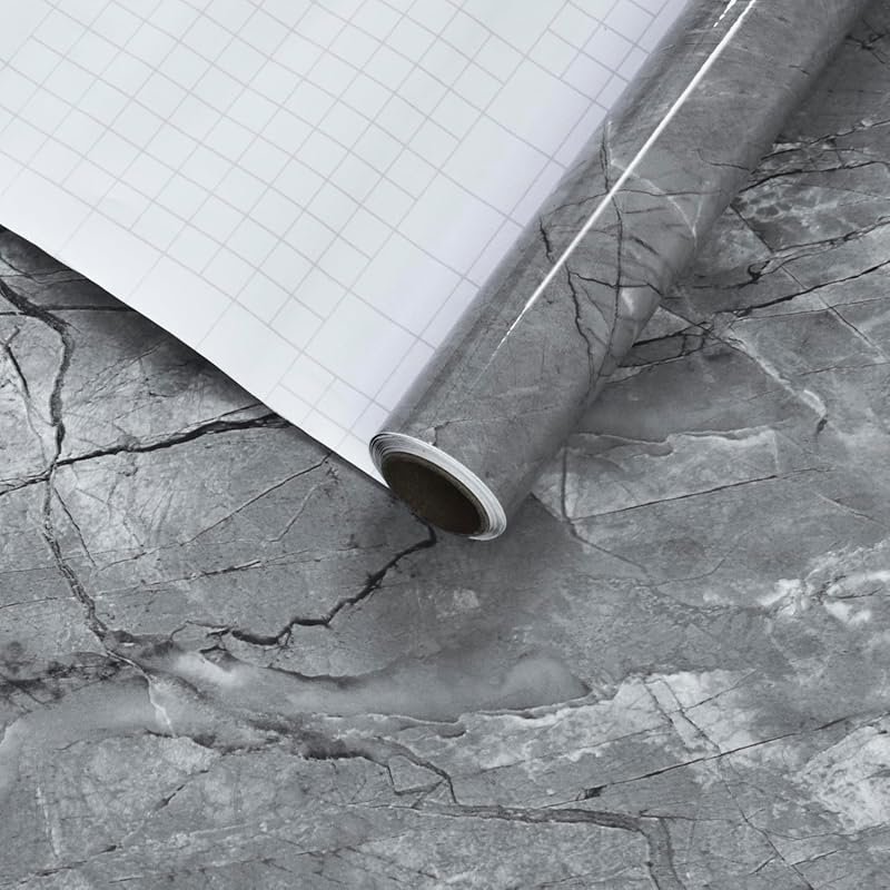 Gray Marble Peel and Stick Contact Paper, Self-Adhesive Waterproof Vin