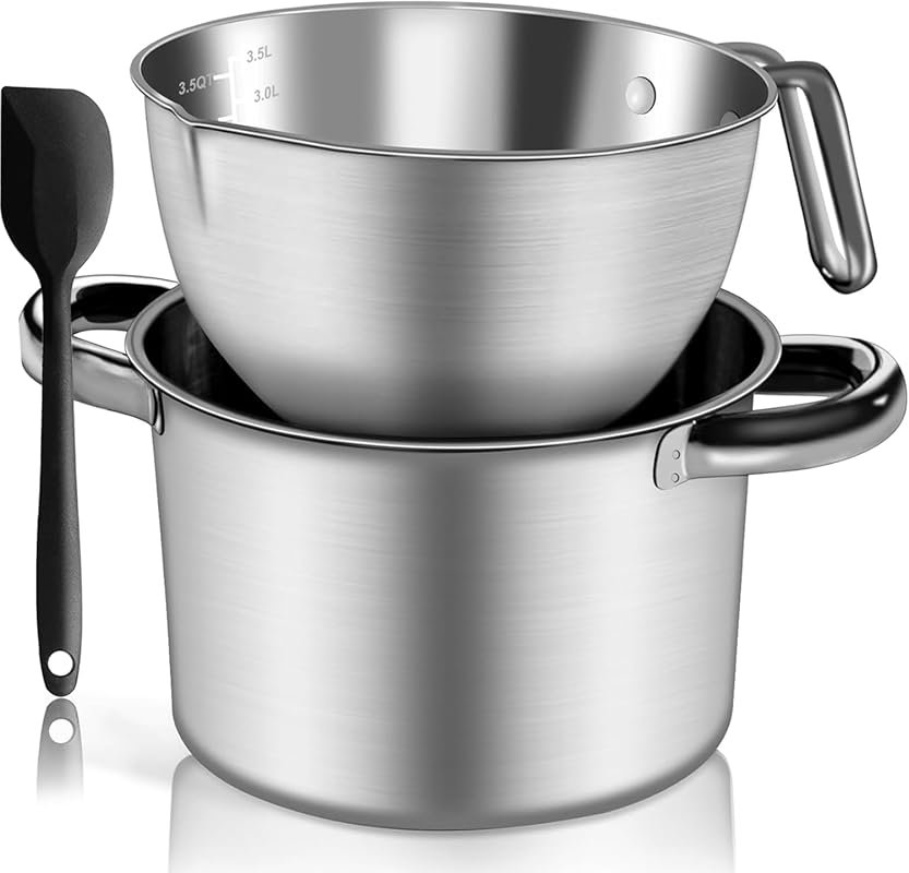 Large Double Boiler Set – 304 Stainless Steel, 3500ml/3.1QT & 5000ml/4