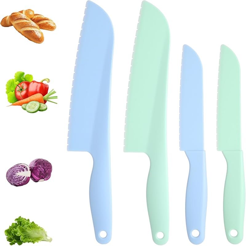 4-Pack Lettuce Knife Set – 11-Inch and 8.5-Inch Plastic Serrated Cake 