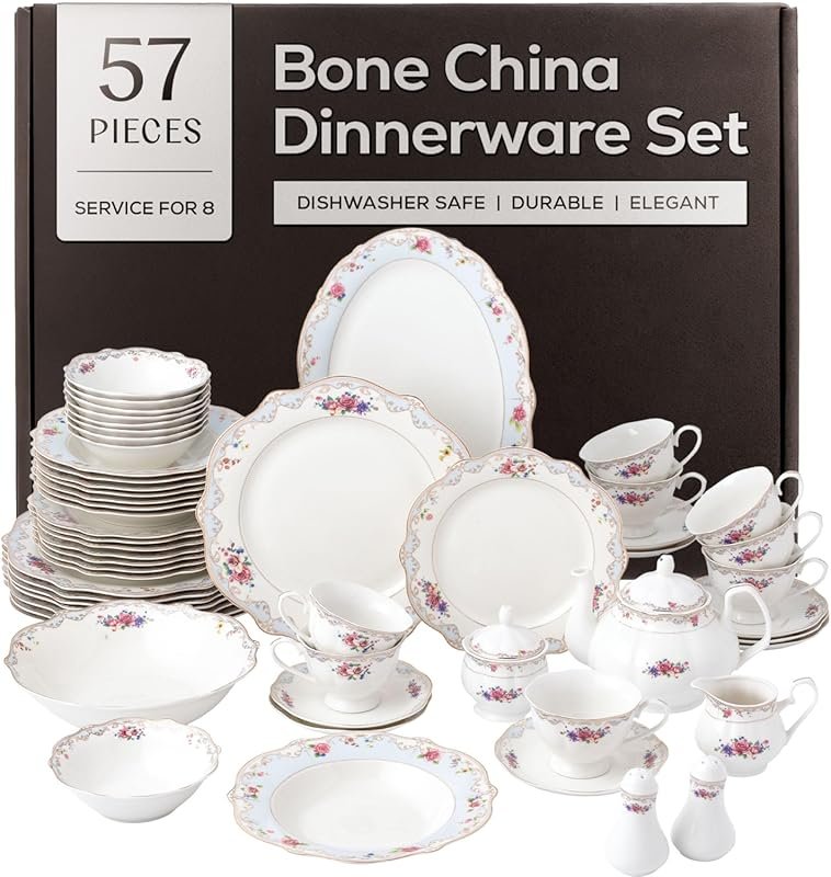 Joseph Sedgh Collection Romantic Bloom 57-Piece Bone China Dinnerware 