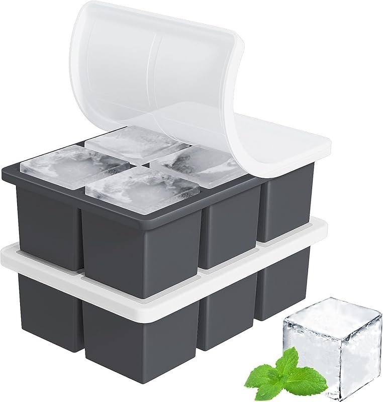 FDDBI 2-Pack Ice Cube Tray with Lid - Big Square Old Fashioned Maker f