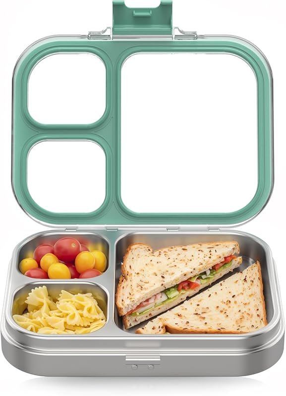 HOMEKOL 3-Compartment Stainless Steel Bento Lunch Box, Leak-Proof BPA-