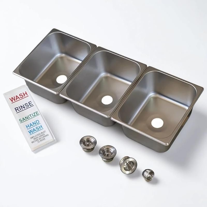 3-Compartment Drop-in Stainless Steel Concession Sink Kit – 12.75x10.5