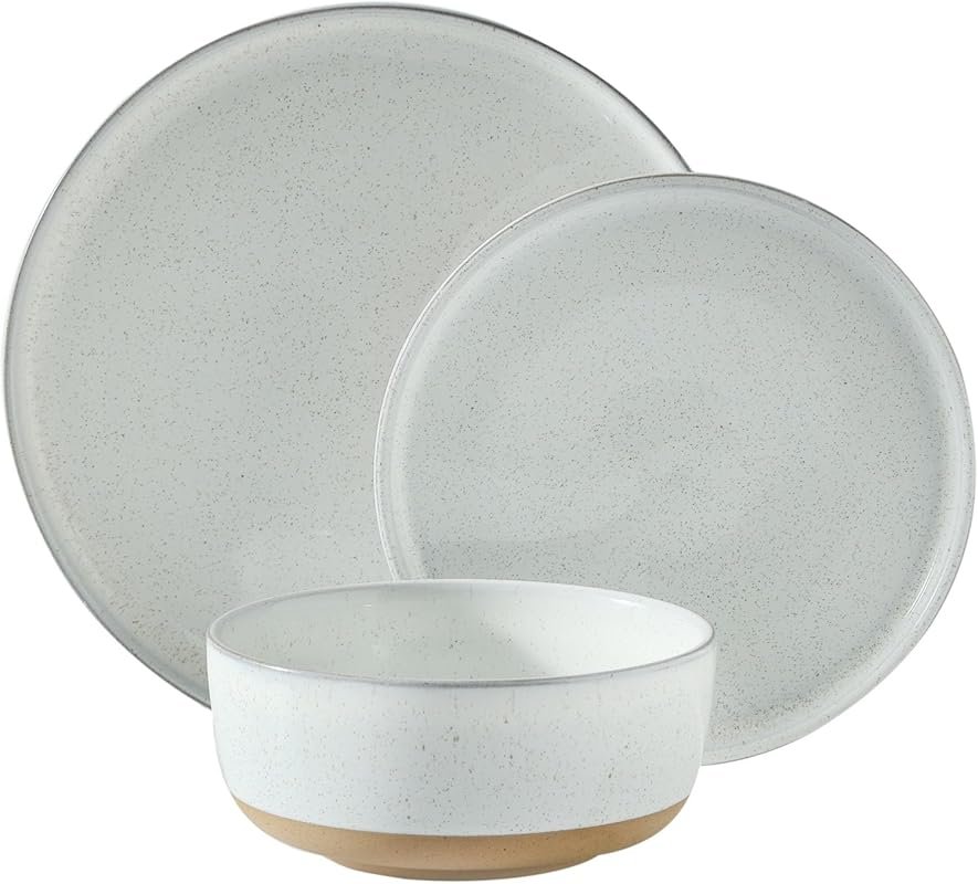 Hasense 3 Piece Porcelain Dinnerware Set – Modern Stoneware with Speck