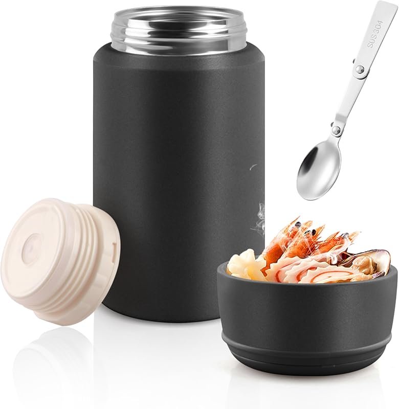 Insulated Food Jar 25 oz Thermal Lunch Container with Handle Spoon 316 Stainless Steel