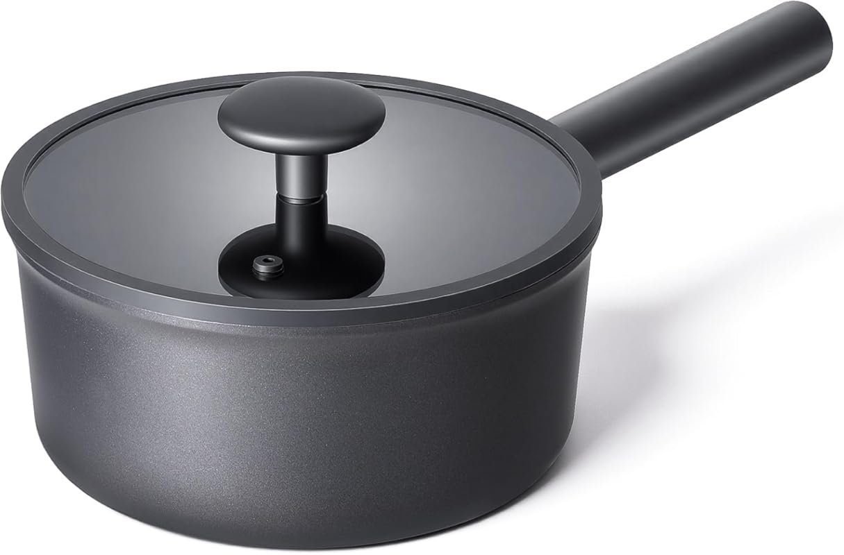 JEETEE 1.5 QT Titanium Nonstick Sauce Pan with Lid, Oven and Dishwashe