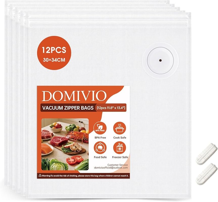 Reusable 12 Pack Large Vacuum Sealer Bags 11.8x13.4 Inches with Clips,