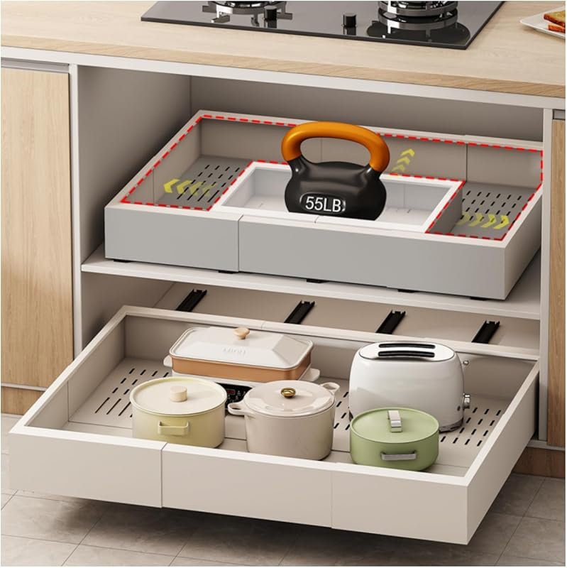 Expandable Pull Out Cabinet Organizer 23-31 Width, 17-24 Depth, 5 Ra