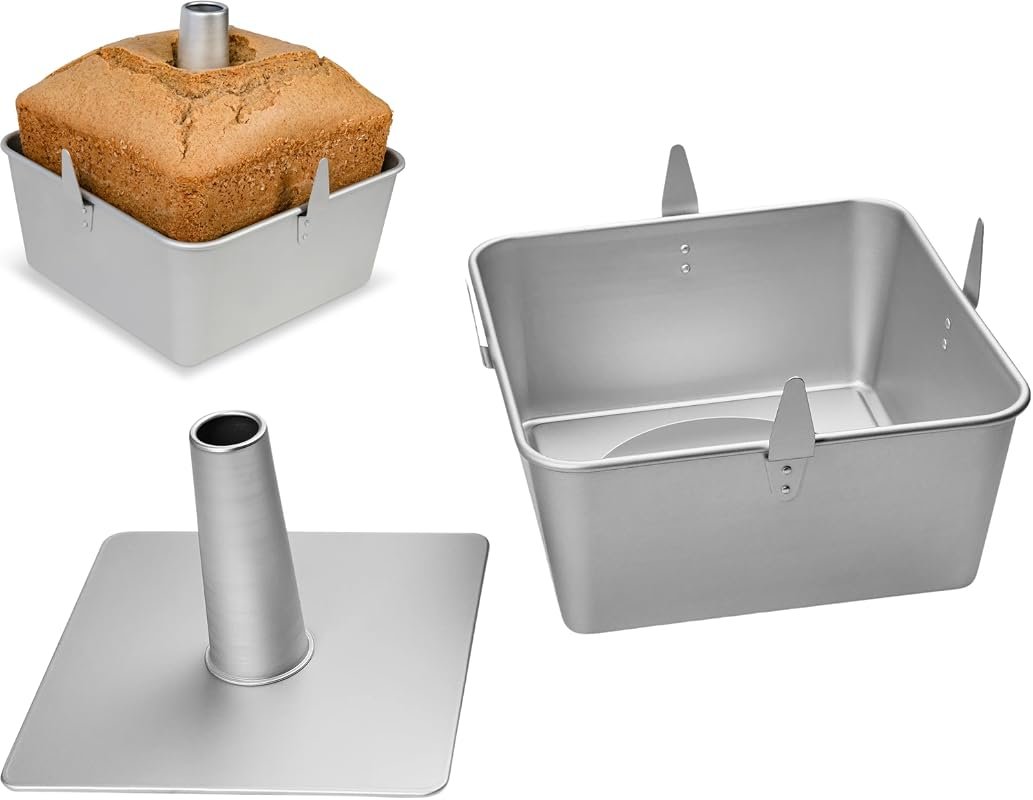 Square 10 Inch Anodized Aluminum Angel Food Chiffon Pound Cake Pan, 18