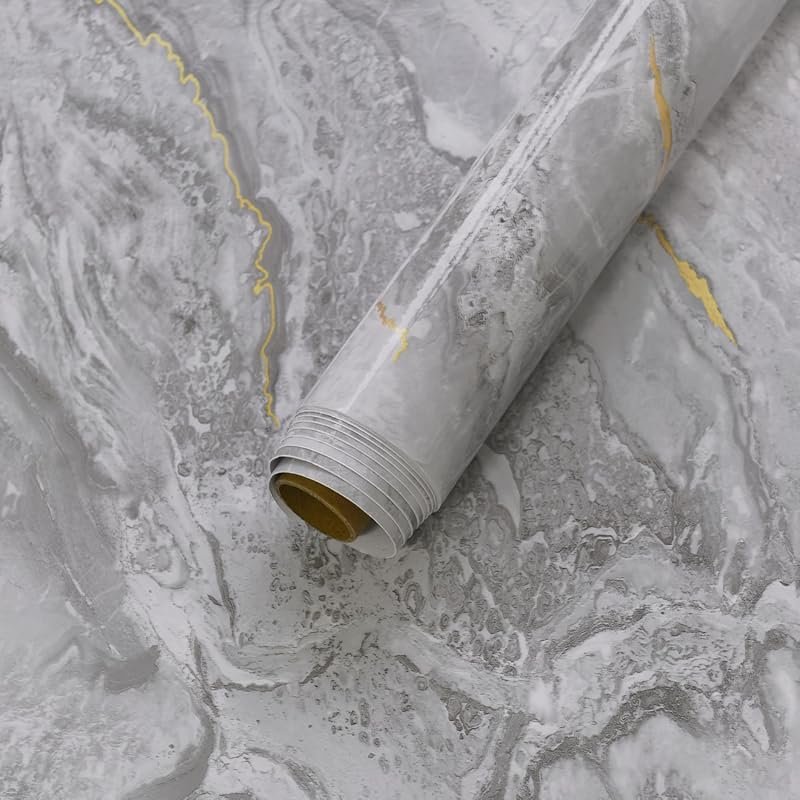 BAYYA Glossy Marble Contact Paper - Waterproof Heat-Resistant Peel & S
