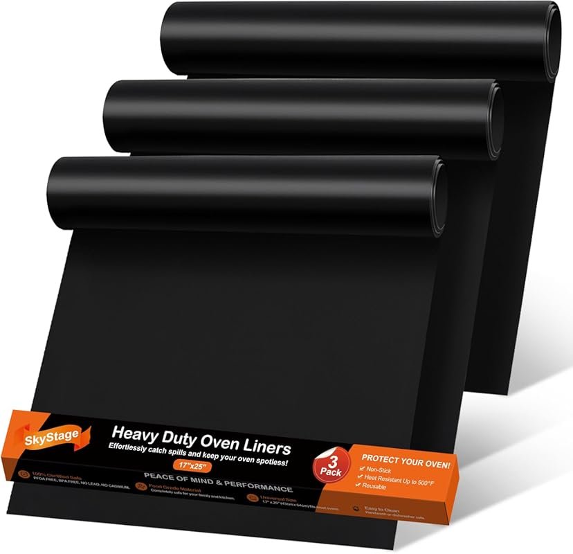 3-Pack Oven Liners - 17x25 Non-Stick Mat, 500F Resistant, BPA & PFOA