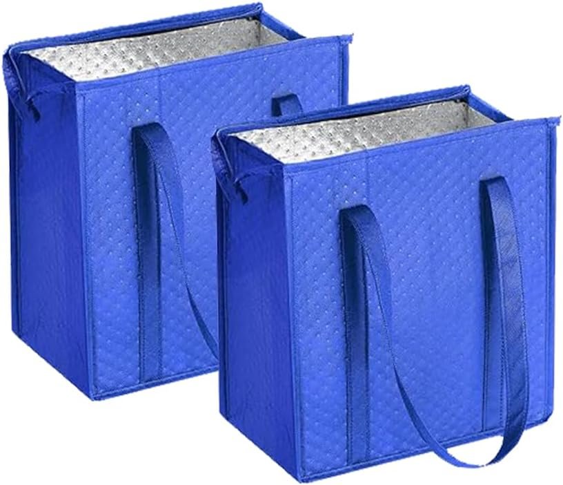 18L Insulated Grocery Bags with Zipper, Reusable Thermal Cooler Tote f