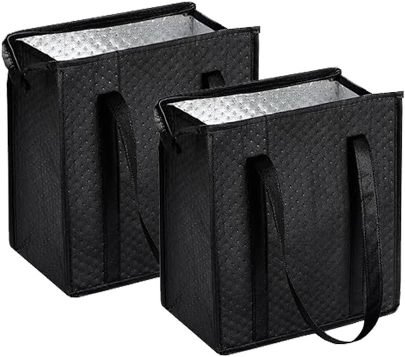 18L Insulated Grocery Bags with Zipper, Reusable Cooler Tote for Hot C