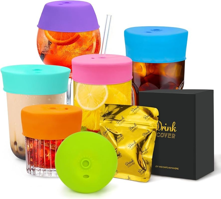 100% Silicone Reusable Drink Protection Cover, Fits All Cup Sizes, Per
