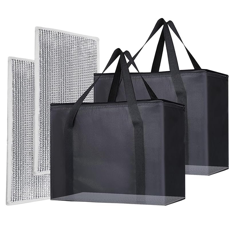 2-Pack Insulated Grocery Bags, Reusable Heavy Duty Cooler Tote with Re