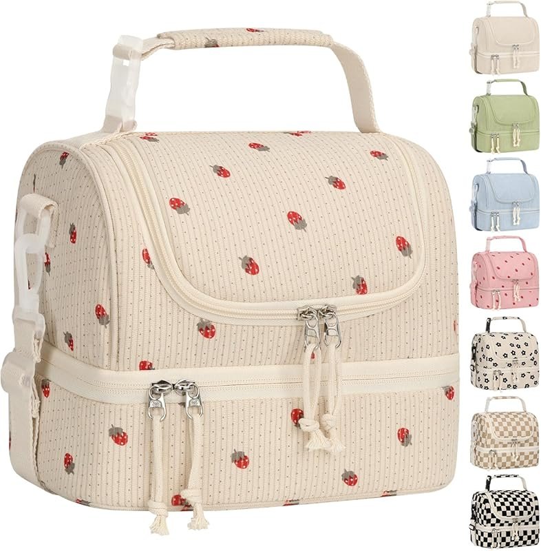 Vankor Corduroy Double Decker Insulated Lunch Bag for Kids Leak-Proof 