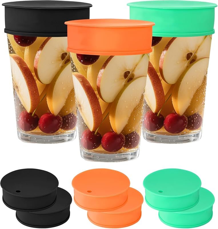 6 Pcs Silicone Cup Covers for Drinks, Reusable Drink Protector with St
