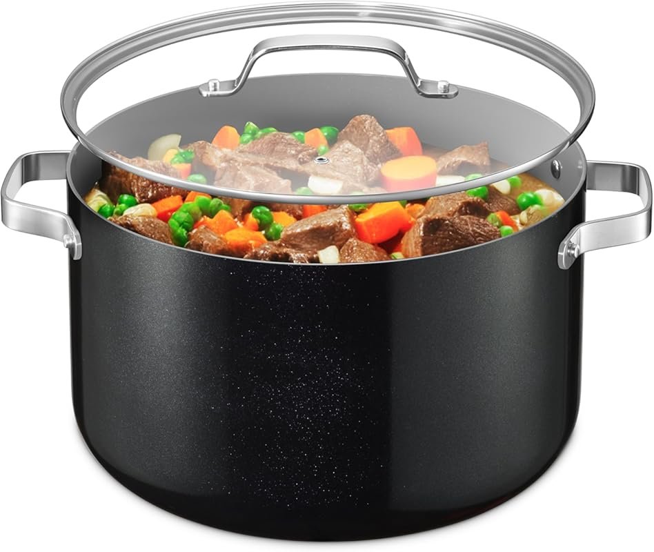Bakken 16 Quart Ceramic Coated Stock Pot with Lid, Oven Safe