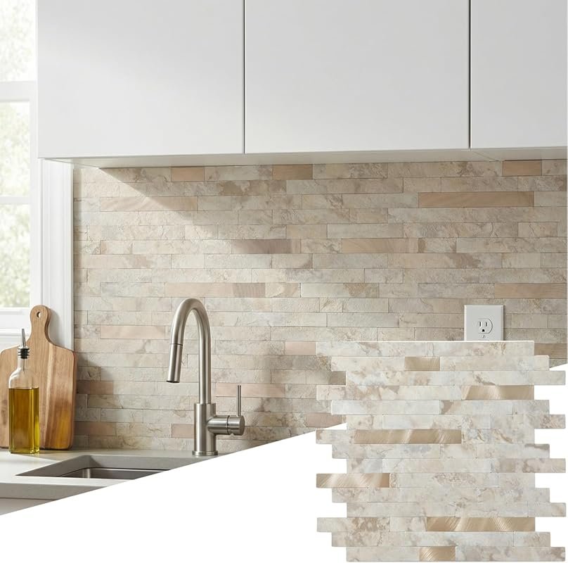 Yipscazo 2026 New Upgrade Peel and Stick Backsplash Tiles, 10 Sheets Beige Rocks