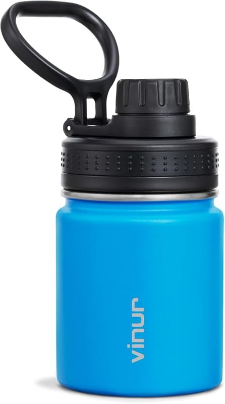 Vinur 8 oz Insulated Water Bottle for Purse - 18/8 Stainless Steel Lea