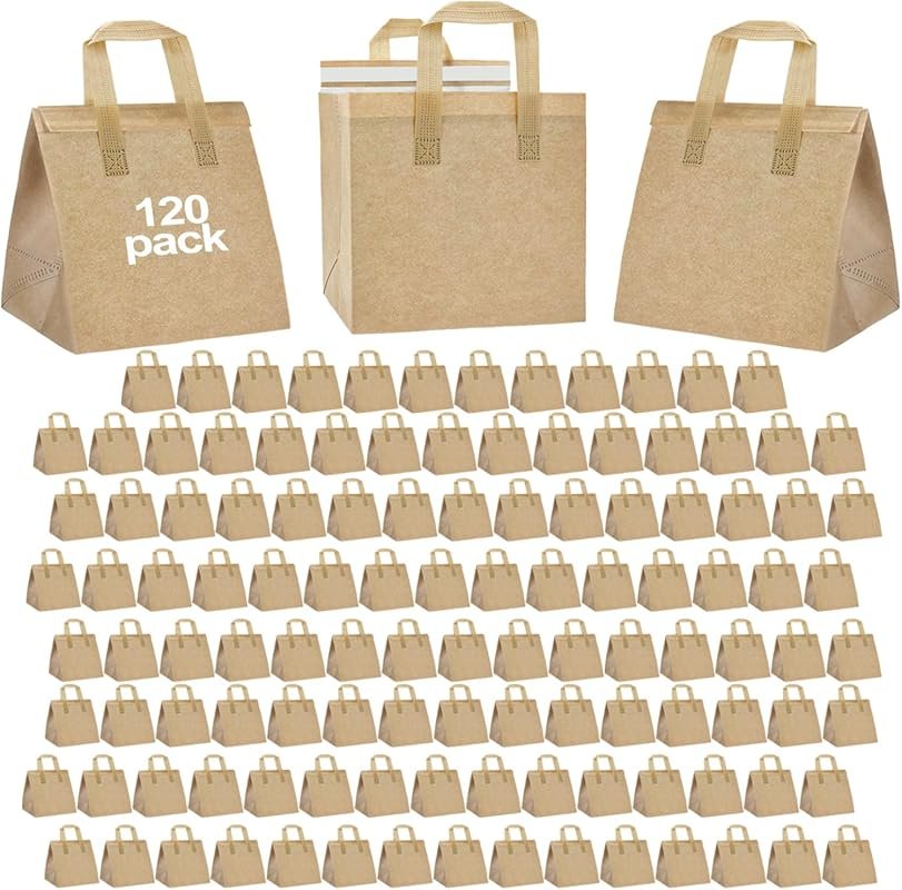 SAMORADREA 120 Pcs Insulated Take Out Bags Bulk Thermal for Hot Cold F