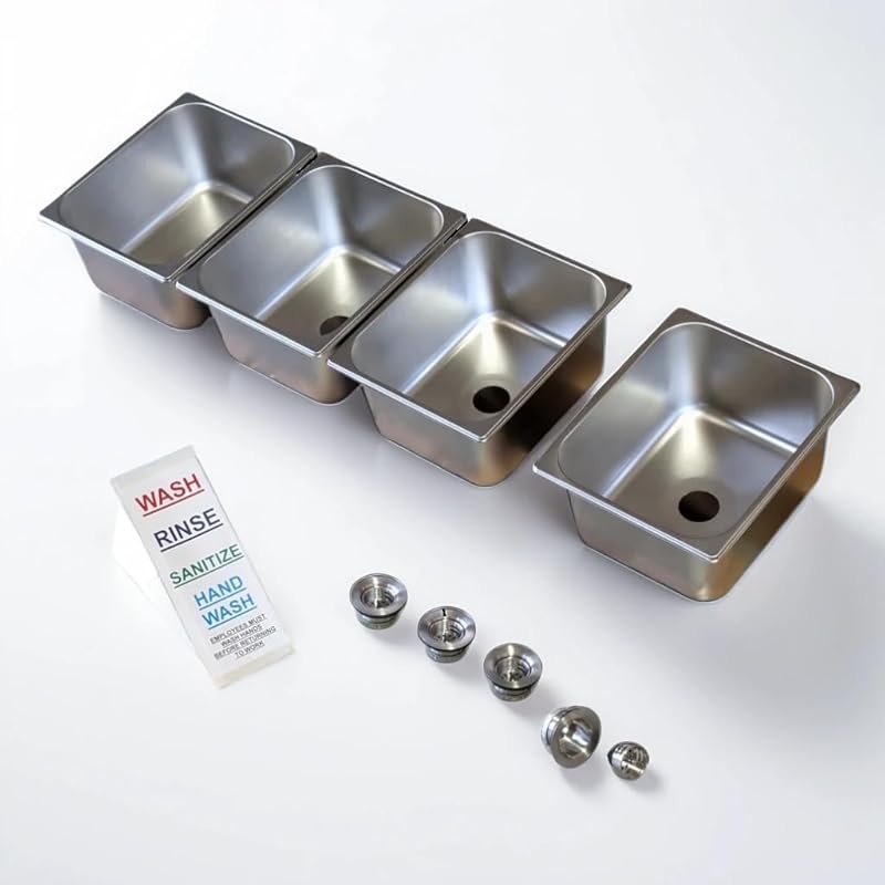4-Compartment Drop-in Stainless Steel Concession Sink Kit – 12.75x10.5