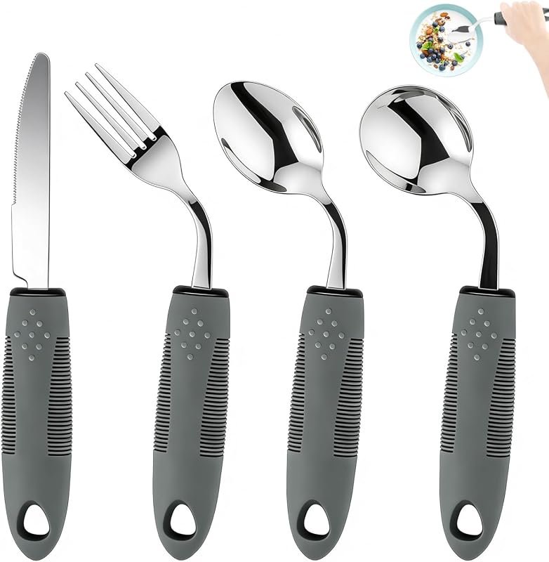 KintKita Adaptive Utensils 4-Piece Weighted Silverware for Hand Tremor