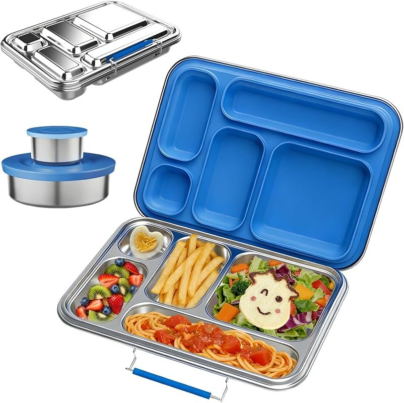 Stainless Steel Bento Box for Adults 31.6oz Leakproof 5-Compartment Me