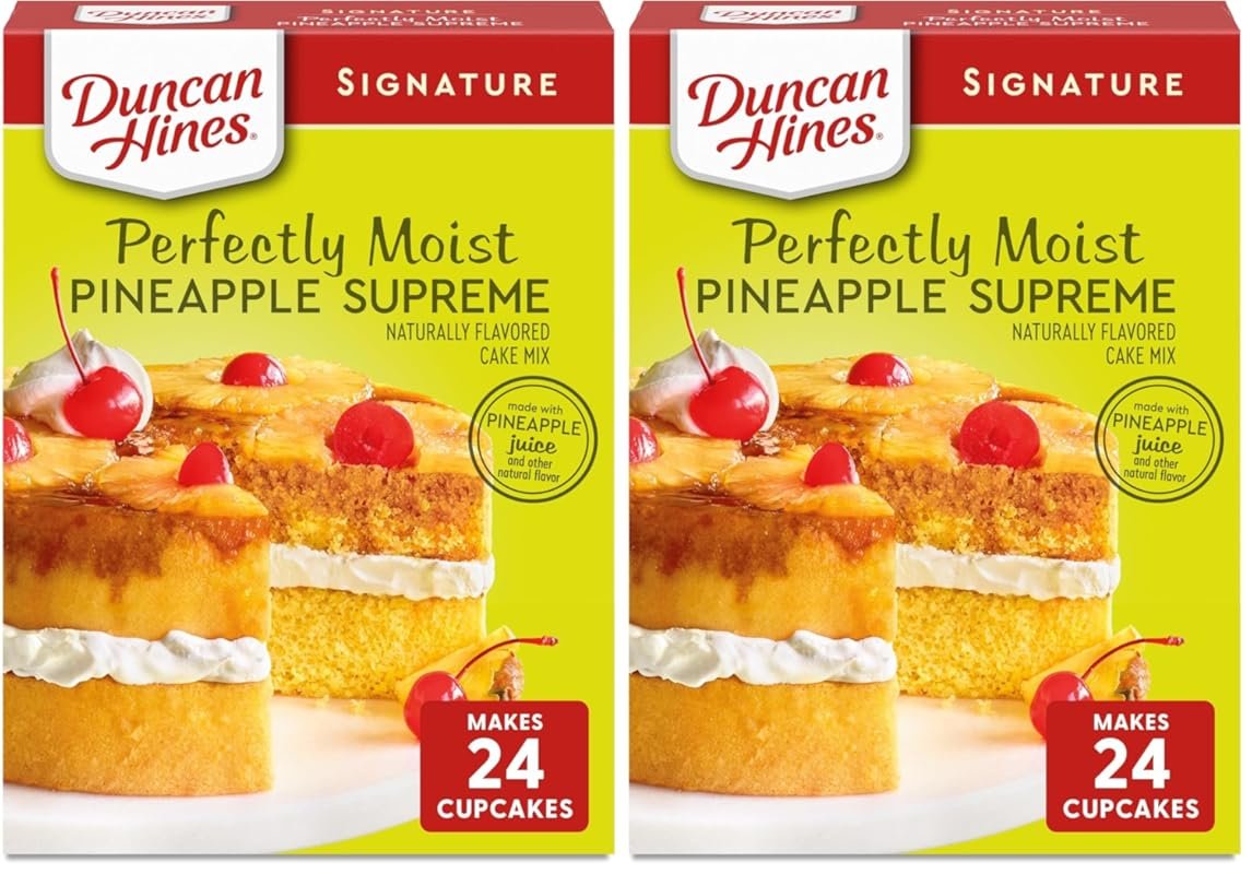 Duncan Hines Pineapple Supreme Flavored Cake Mix, 15.25 oz, Pack of 2
