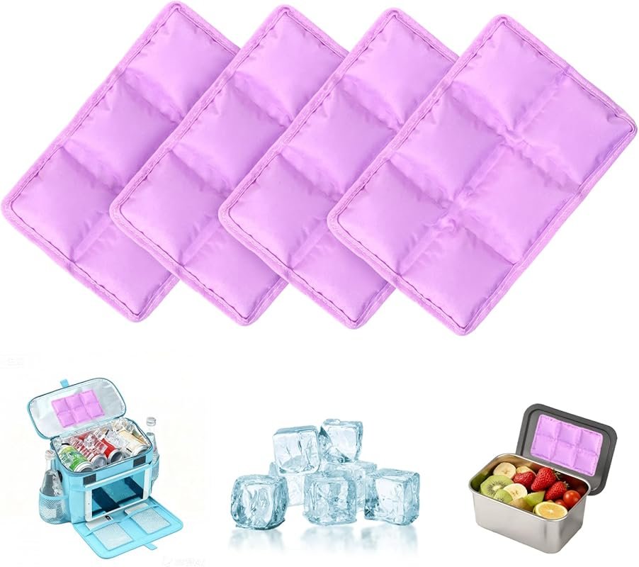 Slim Reusable Space Saving Ice Packs for Lunch Boxes & Coolers - Purpl