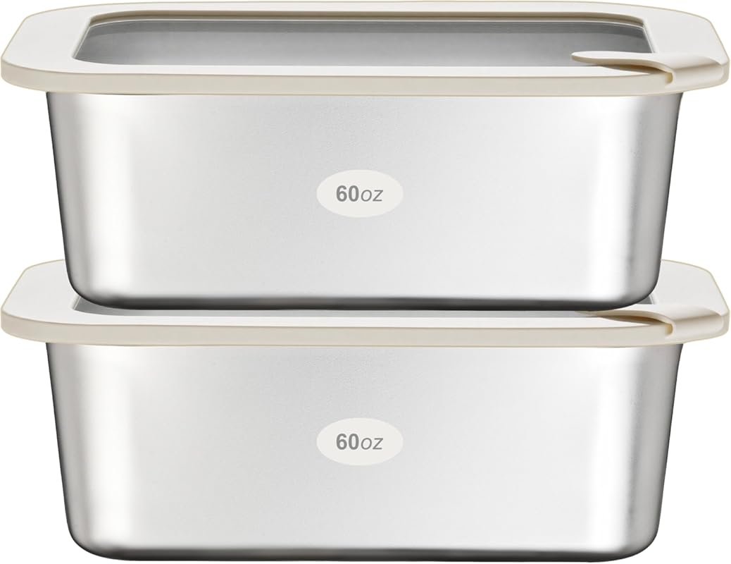 Urban Green Stainless Steel Food Containers with Glass Lids - Large Le