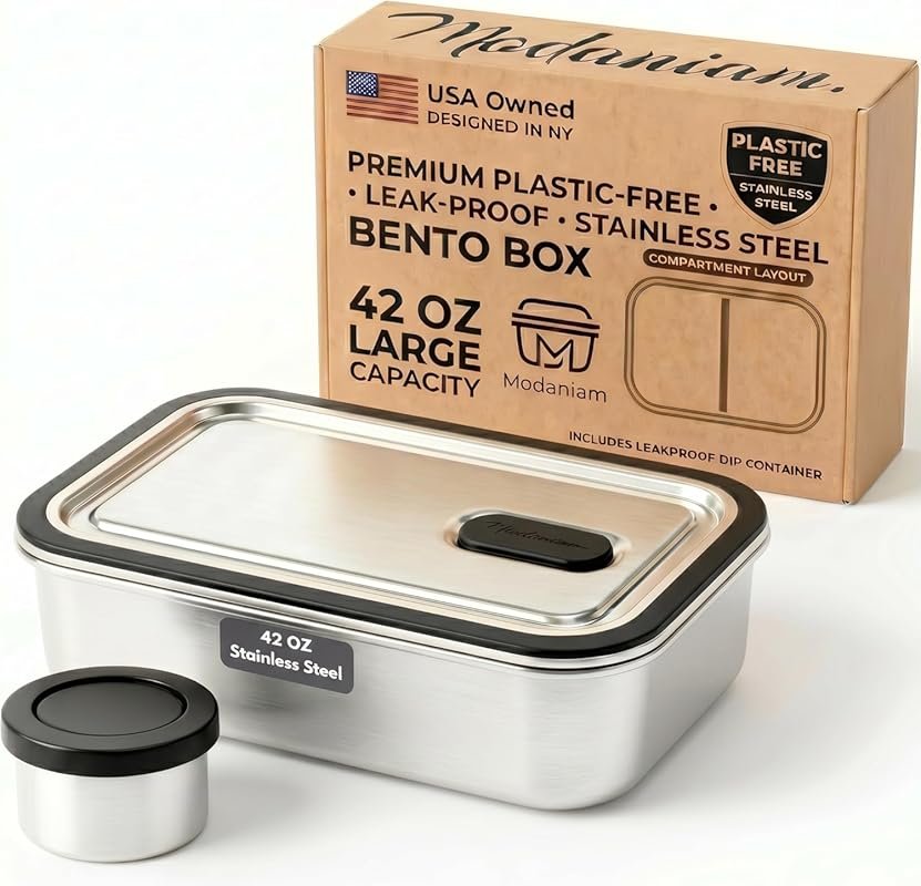 Modaniam 42 OZ Stainless Steel Bento Box for Adults, Large Lunch Conta