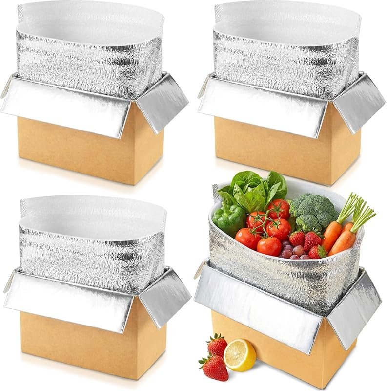Convivium 4 Pack Insulated Shipping Boxes with Foil Liner, Cooler for