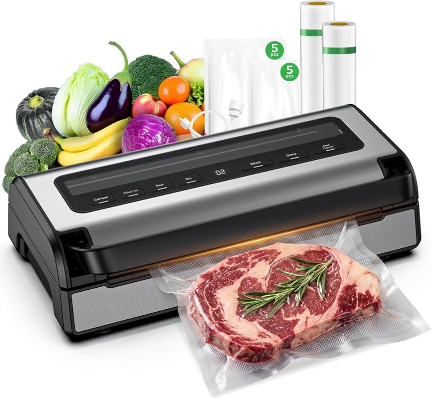 Complete Starter Kit Vacuum Sealer for Food with 2 Rolls & 10 Bags, Al