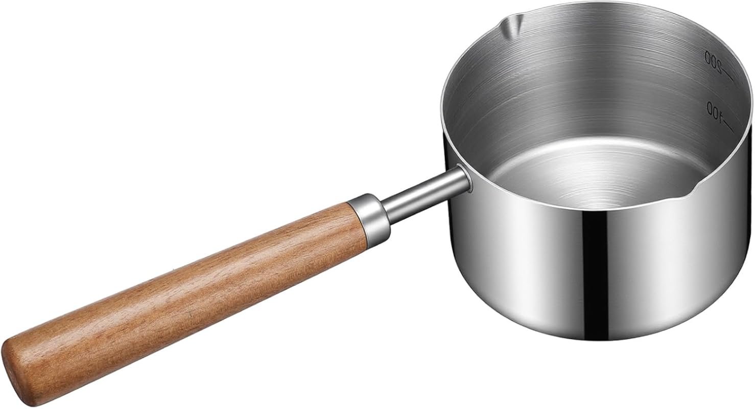 Mini Stainless Steel Sauce Pan with Wooden Handle, 8.5 Oz Milk Pan and