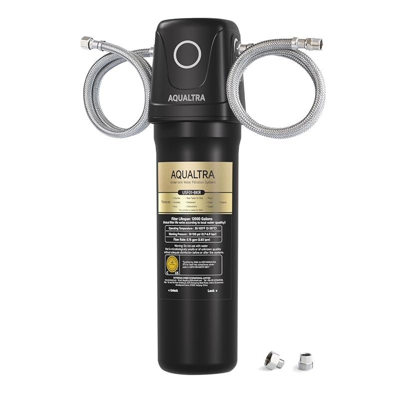 AQUALTRA USF01-BK Under Sink Water Filter System - 12K Gallons, NSF/AN