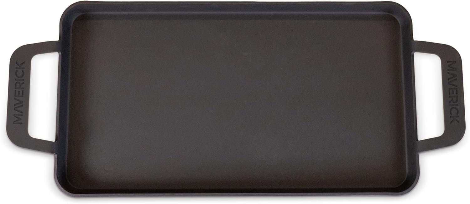 Maverick 22-Inch Preseasoned Carbon Steel Griddle, 4mm Heavy-Duty Flat Top Grill Pan with Raised Edges Integrated Handles