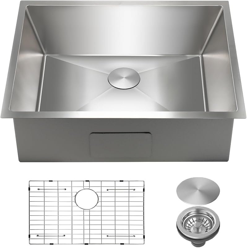 SANYCASA 24 Inch Undermount Kitchen Sink 11 Gauge Stainless Steel Sing