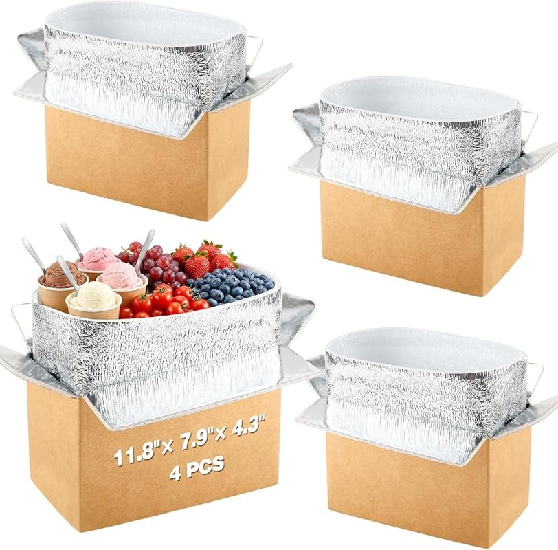 4 Pack Thermal Insulated Shipping Boxes with Aluminum Foil Liner, Reus