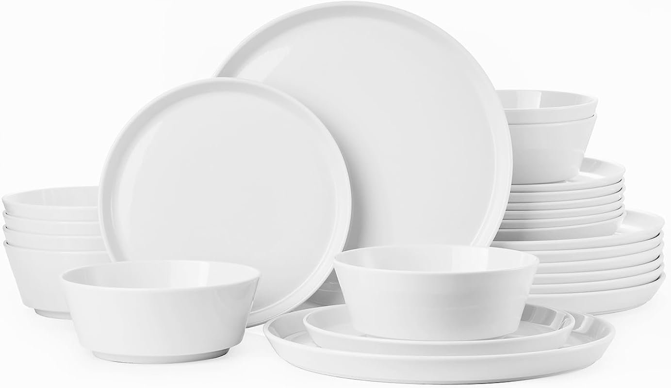 KINGSTONE 24-Piece Bone China Dinnerware Set for 8 - Lightweight Porce